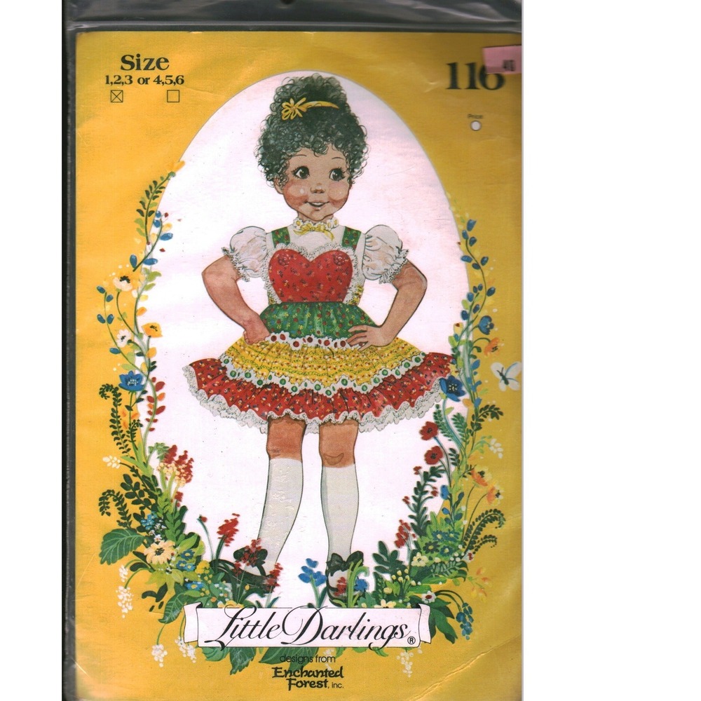 Vintage Little Darlings 116 Sewing Pattern Girls Ruffle Heart Dress Size 1 2 3